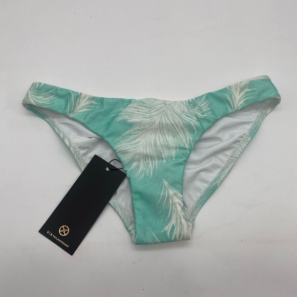 Vix swim turquoise feathers basic full coverage bikini bottom NWT